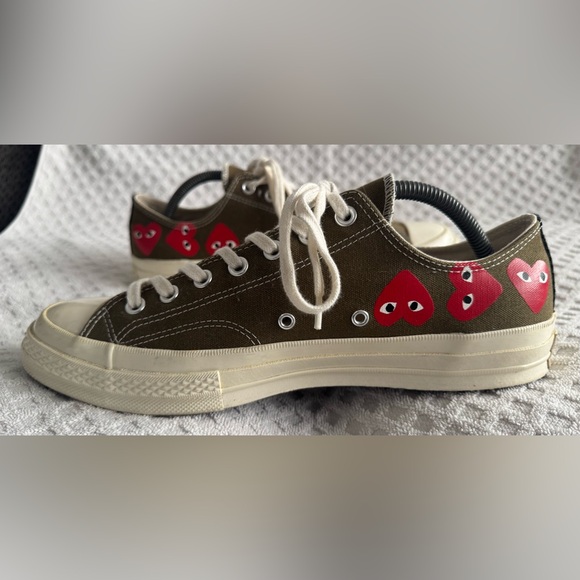 Comme des Garçons Play Converse Chuck 70 Low Multi Heart Khaki Green Size 11 CDG - Picture 10 of 14
